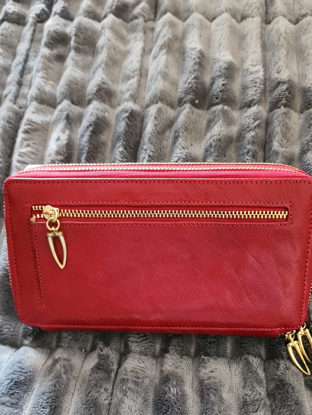 TUSK New  Leather Women's Double Zip Clutch Wallet
